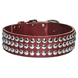 2 in. Studded DF Latigo Leather Dog Collar model 2063 Black (Black, 24 in.)