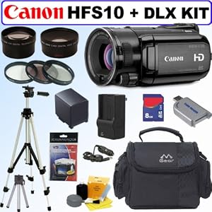 Canon VIXIA HFS10 HD Dual Flash Memory Camcorder + Deluxe Value Accessory Kit