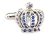 Silver Royal Crown Oxford Blue Crystals Cufflinks Cuff Links