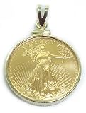 14kt gold coin edge pendant with 24kt $5 1/10 Eagle coin 51qPtr8d1GL. SL160 14kt gold coin edge pendant with 24kt $5 1/10 Eagle coin