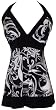 Black White Mod Floral Halter Top JR Plus Size