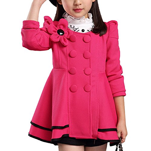 U&X Toddler Kids Girls Autumn Winter Long Sleeve Party Dress Coat Pink 4T-12