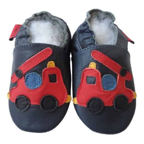 Soft Leather Baby Shoes Fire Engine 0-6 months