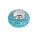 Boruo 925 Sterling Silver Czech Crystal Aquamarine Glass Ball Charms Beads Spacers March Birthstone Threaded Core Charm Fit All Bracelets.