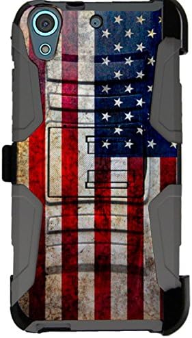 For ZTE Lever LTE Z936L (Straight Talk Net10) Armor Hybrid Case Silicone Cover Kick Stand LuxGuard Holster+[WORLD ACC®] LCD Screen Protector+Stylus+Dust Cap (US Flag/Gray)