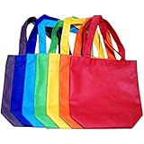 ColorYourLife 7-Pack Non-woven Reusable Kids Carrying Shopping Grocery Tote Bag for Party Favor in Retail Packaging -10" Assorted Colors
