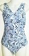 Blue Mosaic Shirred Front Missy Swimsuit by In Gear. Sizes 8-16