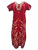Maroon Embroidered Night Wear Cotton Caftan