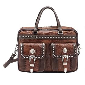 American West Cattle Drive Travel Collection Designer 3 Compartment Briefcase w front pouches and...