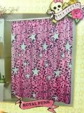 Royal Punk ~ Hot Pink Leopard Print with Stars Fabric Shower Curtain ~ Includes 12 Star Hooks