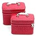 HOYOFO 2-Piece Stone Texture Cosmetic Train Case Set Large Makeup Bags with Mirror