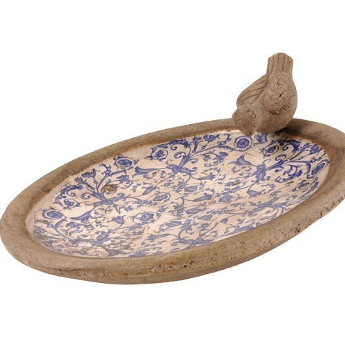 détail Esschert Design - Abreuvoir oiseaux en céramique bleu