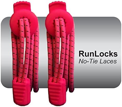 RunLocks Premium Reflective Series Locking Elastic No-Tie Athletic Running Shoe Laces (Reflective Hot Pink)