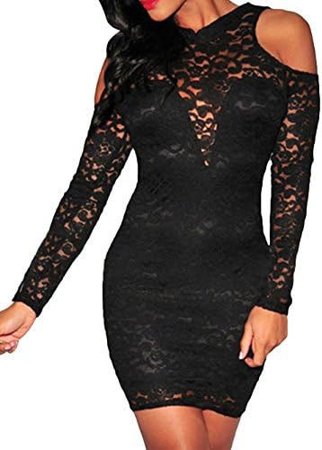 CityCloverBek Women's Bodycon Lace Embroidered Package Hip Pencil Short Dresses Black One size