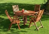 Pagoda Atlantic Hardwood Garden Furniture 1.3m Table with 4 Recliner Chairs