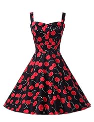 Junior Spring Vintage General Print Sweetheart Cotton Party Dress  With a Sash 
