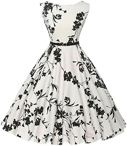 Dresswell Floral Pattern Smart-Casual Knee-Length Vintage Party Dress(XL)