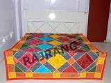 Attractive Designer Bed Spread/tapestry with Charming Heavy Silk Thread Embroidery, Patch & Mirror Work (Size: 78 X 102 Inches) rajrang india