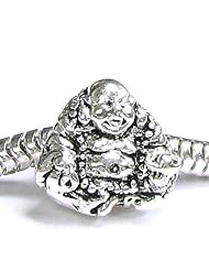 Sterling Silver Chinese Happy Laughing Buddha Bead For European Charm Bracelets