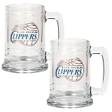 Los Angeles Clippers NBA 2pc 15oz Glass Tankard Set - Primary Logo