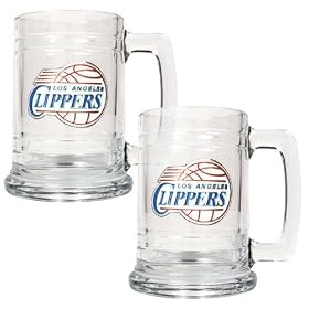 Los Angeles Clippers NBA 2pc 15oz Glass Tankard Set - Primary Logo