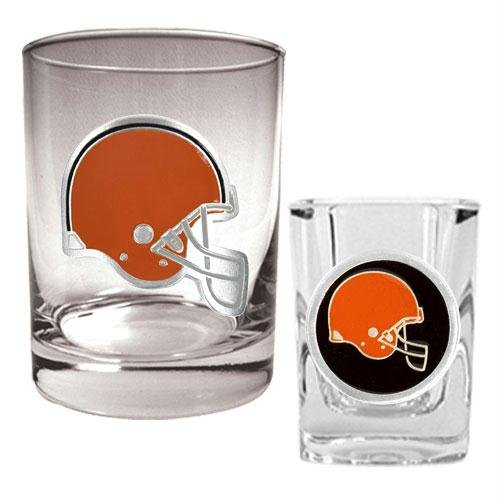 NFL Cleveland Browns Rocks Glass & Shot Glass Set - Primary Logo
