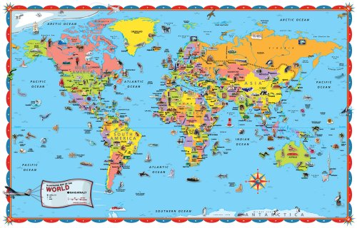 City Travel Guides Discounted  Books : Rand McNally Kids Illustrated World Wall Map