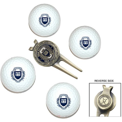 Yale Bulldogs Pack Of 4 Golf Balls And Divet Tool Gift Set From Team Golf