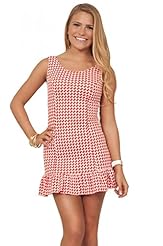 Junior Jersey/Polyester/Spandex/Knit Houndstooth Print  Open-Back Flutter Sleeveless Scoop Neck Party Dress/Mini Dress  With Ruffles