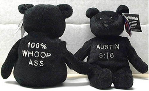 WWE / WWF 1999 - Attitude Bears / Beanie - AUSTIN - ORIGINAL LICENSE TAG - NEW