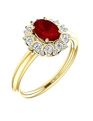 10K Yellow Gold 7.00x5.00mm Oval Cut Ruby and Diamond Ring -- LIFETIME WARRANTY