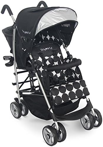 12kg Lightweight Portable Folding Double Strollers (Black)