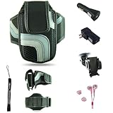 Black Adjustable Deluxe Sportband / Workout Armband with Adaptable Neck Str ....