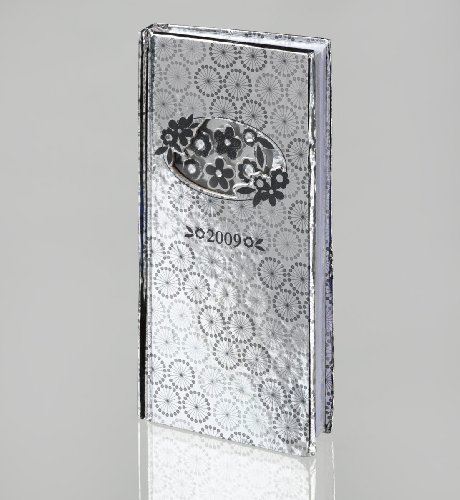 Silver and Black Flowers Slim Diary