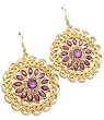 Circle Filigree with Purple Stones & Crystals Earrings