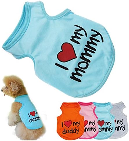 HP95(TM) 2015 Summer Cute Small Pet Dog Puppy Cat Clothes T-Shirts Vest Summer Apparel, I Love My Mommy (SkyBlue, S)