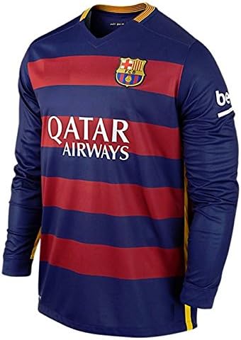 Barcelona Home Messi #10 Kids Long Sleeve Soccer Jersey And Shorts Youth Sizes (Y-Medium : 8 to 10 years)