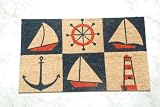 Homescapes Doormat - Nautical- 100% Natural Coir Pile with PVC Backing- Suitable for Indoor and Outdoor use