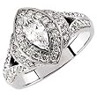 14k White Gold Almond Shaped Diamond Engagement Ring (Center Stone Is Not Included)