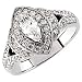 14k White Gold Almond Shaped Diamond Engagement Ring (Center Stone Is Not Included)