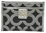 Coach Julia Op Art ID Case Wallet Silver Black Gunmetal