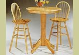 3 Pc Natural Finish Pub Bistro Bar Table Swivel Stools
