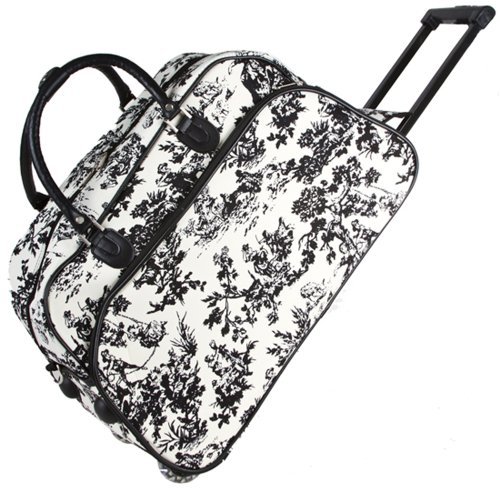 World Traveler French Toile Rolling Wheeled Duffle Bag 21-inch