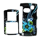 Blue Green Moon Flower Snap on Hard Skin Faceplate Phone Shield Cover Case  ....