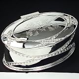 SATIN RIBBON JEWELRY BOX - OVAL JEWELRY BOX WITH SATIN FINISH AND SET IN STONES