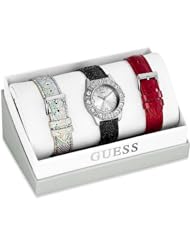 Guess White Dial Black Interchangeable Leather Ladies Watch U0296L2