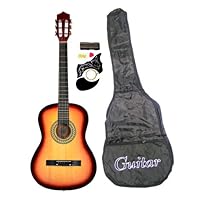 38 Inch Student Beginner Coffee Acoustic Guitar w/ Carrying Case and Accessories
