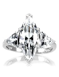 Celebrity Star Emitations Sylvanias 8 TCW CZ Marquise Cut Right Hand Ring Size 6