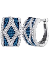 10KT White Gold 0.50 CTW-Diamond Micro-Pave Hoops
