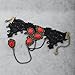 Yazilind Black Lace Slave Bracelets with Ring Lolita Red Crystal Chain Metal